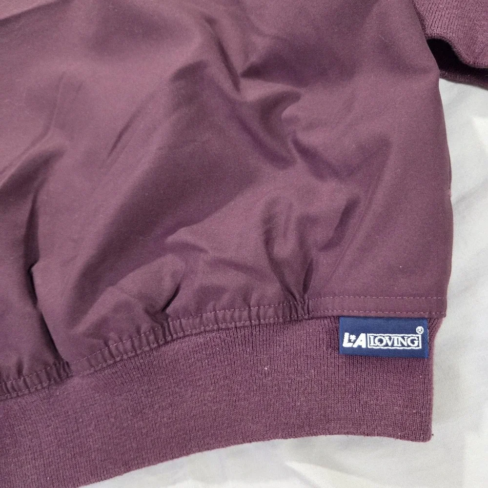 VTG LA Loving Men's Pullover Windbreaker Jacket Purple V-neck Embroidered Sz M